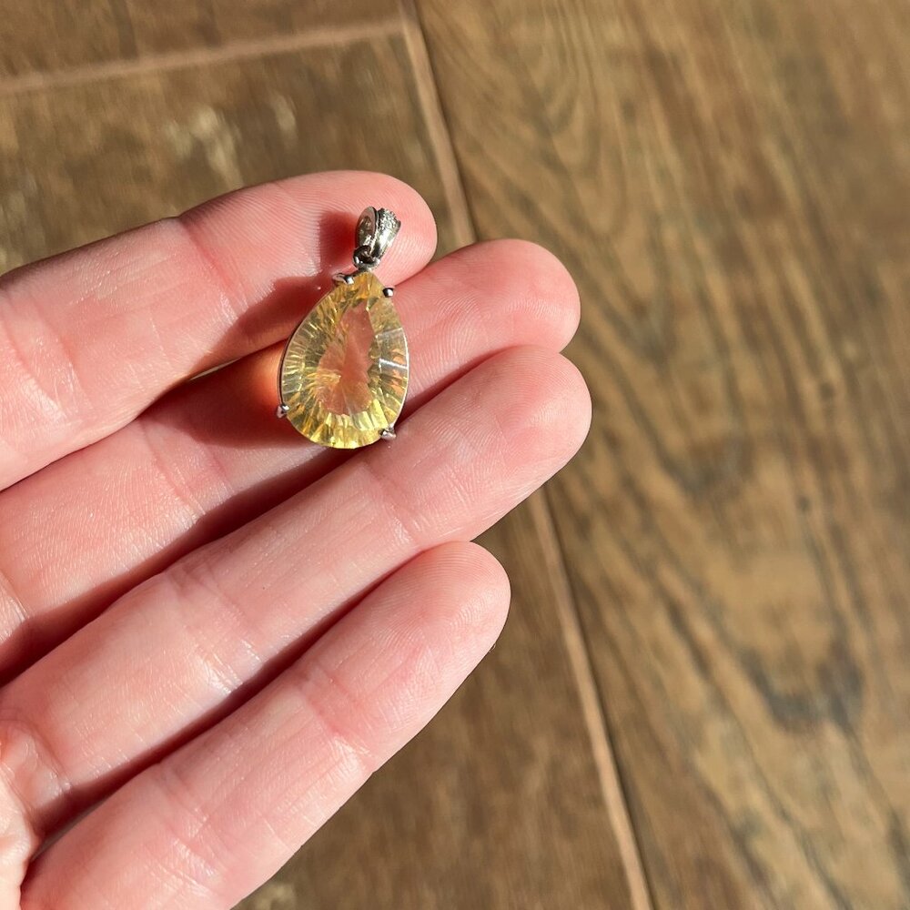GORGEOUS *Citrine* Pear-Shaped Pendant | Faceted | Sterling Silver | Super Shiny